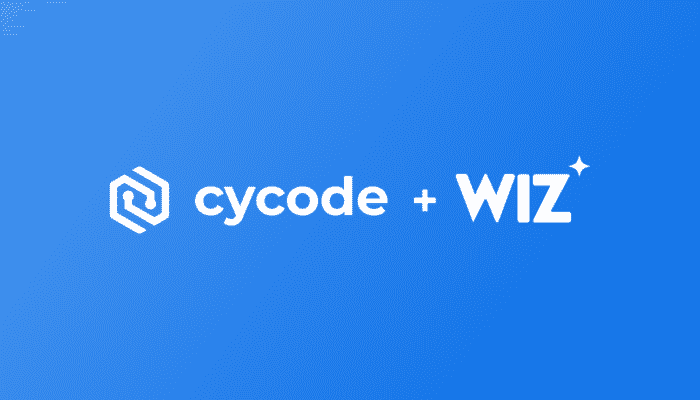 Cycode and Wiz logos on a blue background